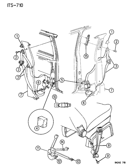 1994 Dodge Caravan Belt, Inboard Diagram for HS66MM6