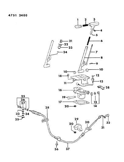 1984 Dodge Colt Controls, Gearshift of Automatic Transmission Diagram