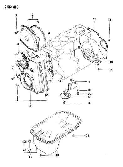 1991 Dodge Ram 50 Oil Pan & Timing Cover Diagram 1 - Thumbnail