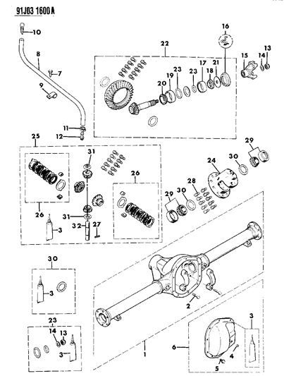 1991 Jeep Grand Wagoneer Housing & Differential, Rear Axle Diagram 1 - Thumbnail