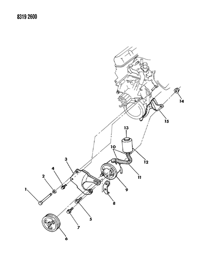 1989 Dodge D150 Pump Mounting - Power Steering Diagram 2 - Thumbnail