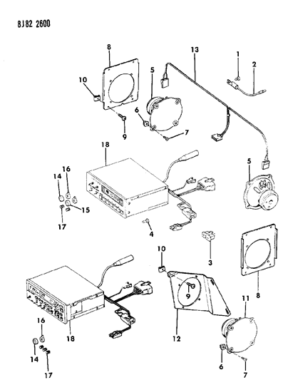 1987 Jeep J20 Speakers & Knobs - Radio Diagram 1 - Thumbnail