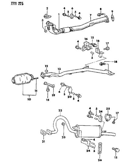 1988 Dodge Colt Exhaust System Diagram 1 - Thumbnail