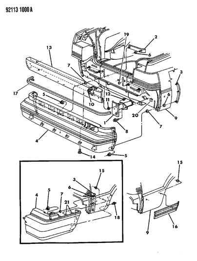 1992 Dodge Spirit Bumper Cover Diagram for 4451607