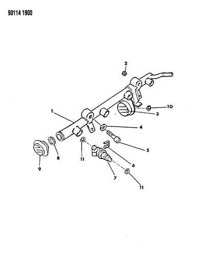 1990 Chrysler TC Maserati Fuel Rail & Related Parts Diagram 1 - Thumbnail
