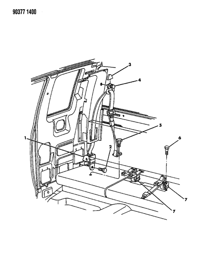 1993 Dodge Dakota Seat Belt Assembly Diagram for F813LTB
