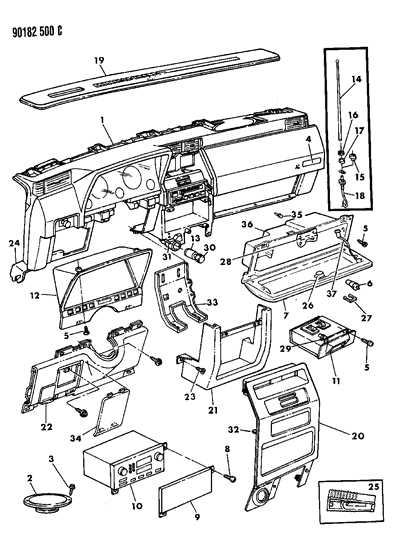 1990 Dodge Shadow Body & Cable Diagram for 5269004