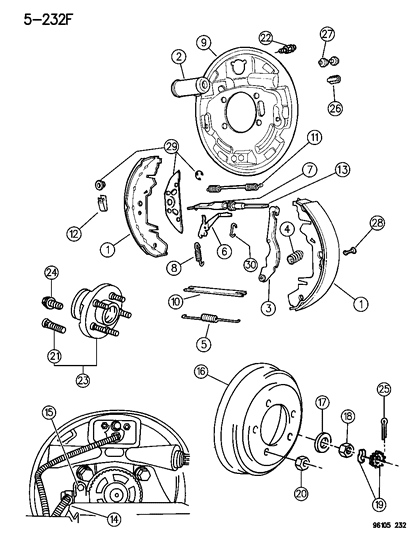 1996 Dodge Caravan Cylinder, Wheel Brake - Complete Up To 2-7-96 Diagram for V2103236AA