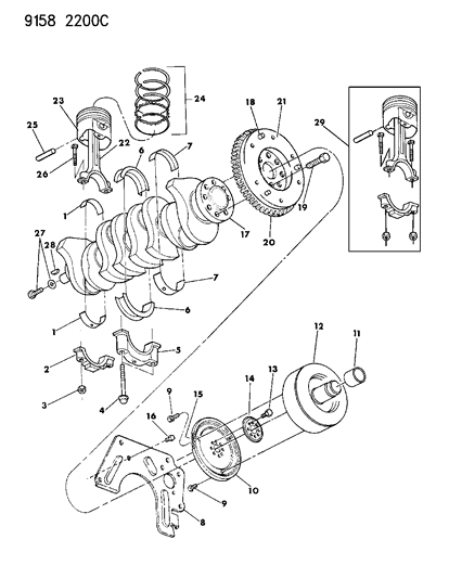1989 Chrysler LeBaron GTC Crankshaft, Pistons And Torque Converter Diagram 1 - Thumbnail