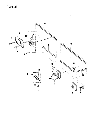 1991 Jeep Grand Wagoneer Armrest, Rear Door Diagram for 5AA26JH9