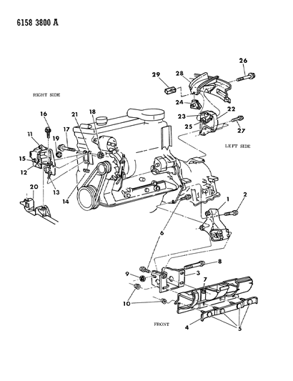 1986 Chrysler LeBaron Base Engine Mounting Diagram 4 - Thumbnail