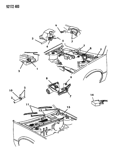 1992 Chrysler LeBaron GTC Windshield Wiper & Washer System Diagram