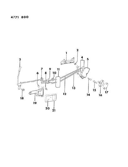 1984 Dodge Colt Door, Rear Handles Locks & Controls Diagram