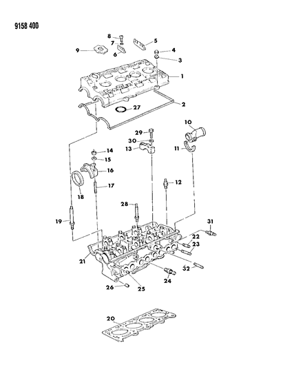 1989 Chrysler TC Maserati Cylinder Head Diagram 1 - Thumbnail