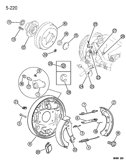 1996 Chrysler Sebring Plug, Rear Wheel Brake Adjust Hole Diagram for 4423235