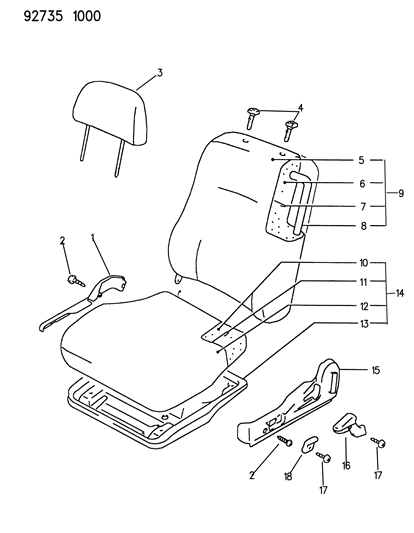 1994 Dodge Colt Front Seat Diagram 1 - Thumbnail