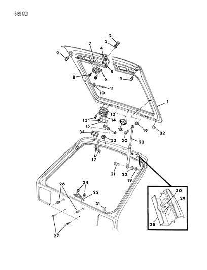 1985 Dodge Omni Liftgate Diagram 2 - Thumbnail