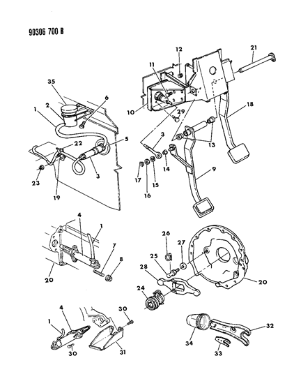 1992 Dodge D150 Seal, Clutch Release Fork, With Diesel Engine Diagram for 53007944