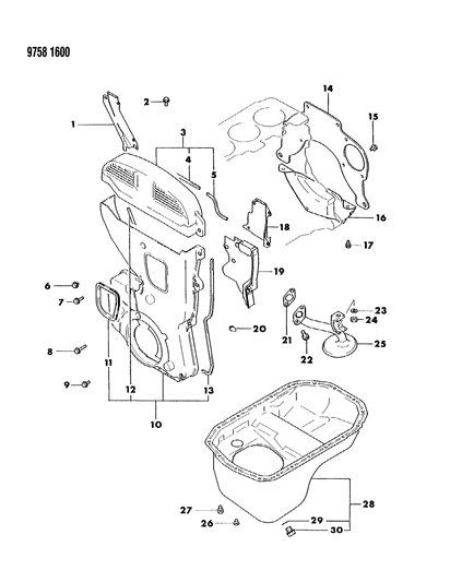 1989 Dodge Colt Oil Pan, Engine W/5 Speed And Turbo Up To 5/89 Diagram for MD152496