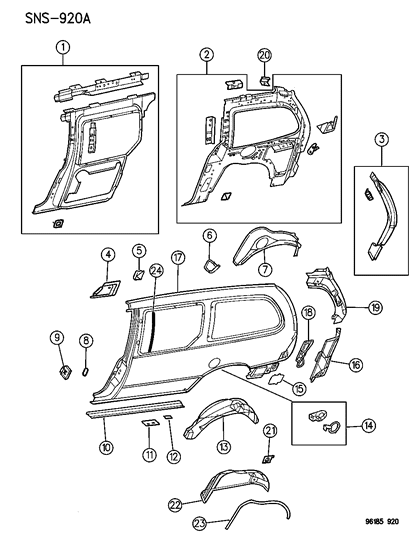 1996 Dodge Caravan Quarter Panel of Sheet Metal - Body Diagram