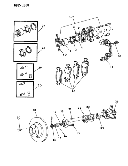 1986 Chrysler LeBaron Base Front Brakes Diagram 1 - Thumbnail