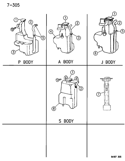 1994 Chrysler LeBaron GTC Coolant Reserve Tank Diagram