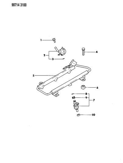 1990 Dodge Ram 50 Fuel Rail & Related Parts Diagram 2 - Thumbnail