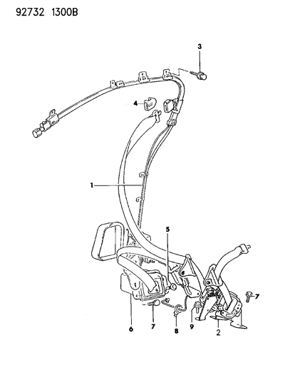 1992 Dodge Colt Seat Belts - Front Diagram 1 - Thumbnail