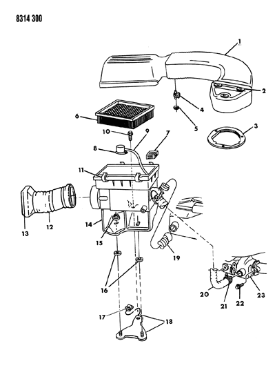 1989 Dodge Dakota Air Cleaner Diagram 1 - Thumbnail