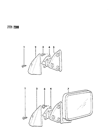 1988 Dodge Ram 50 Mirror, Rear Diagram for MB476282