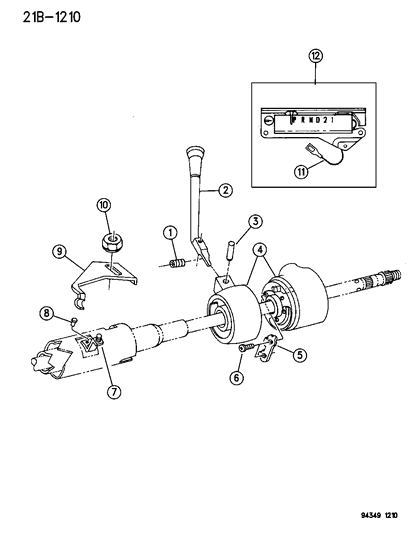 1994 Dodge Ram Wagon Controls , Gearshift , Steering Column Shift Diagram 2 - Thumbnail