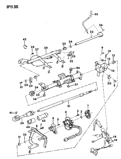 1992 Dodge Monaco Housing & Shafts - Steering Column Diagram 1 - Thumbnail
