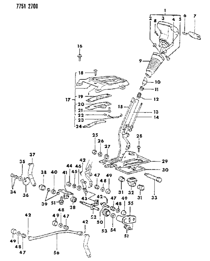 1988 Chrysler Conquest Controls, Gearshift of Automatic Transmission Diagram