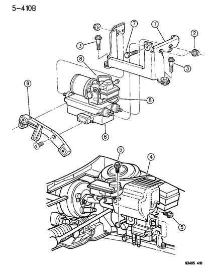 1994 Dodge Intrepid Hydraulic Control Unit Anti-Lock Brakes Diagram