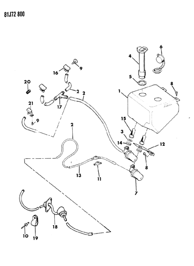 1986 Jeep Comanche Windshield & Rear Washer System Diagram 2 - Thumbnail