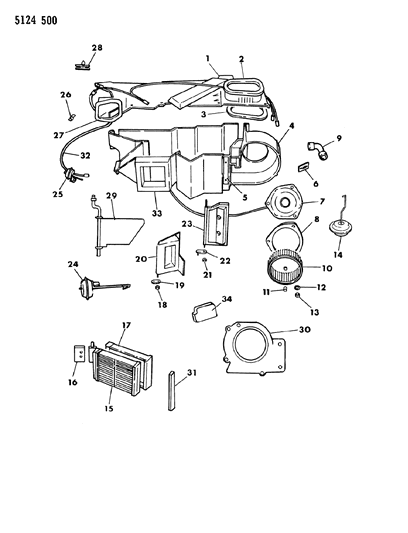 1985 Chrysler LeBaron GTS Heater Unit Diagram 1 - Thumbnail