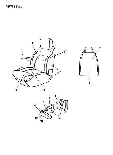 1993 Dodge Ram Wagon Front Seat Diagram 2 - Thumbnail