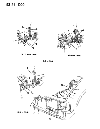 1993 Dodge Caravan Plumbing - Heater Diagram 2 - Thumbnail