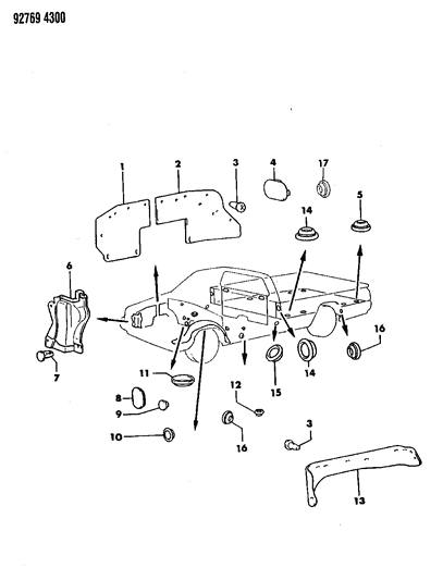 1993 Dodge Ram 50 Plugs Silencers & Insulators Diagram