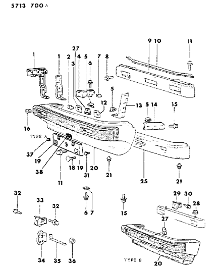 1986 Dodge Colt License Bracket Diagram for MB403256