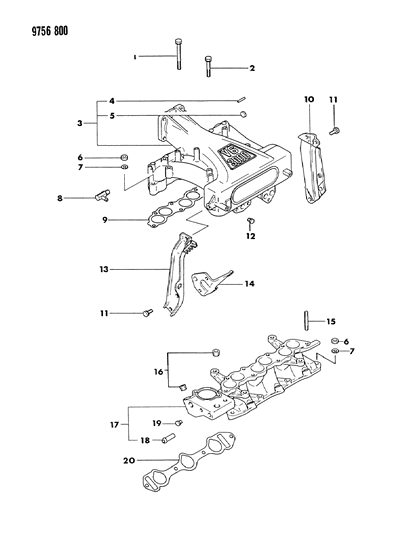 1989 Dodge Raider Manifolds - Intake & Exhaust Diagram 3 - Thumbnail