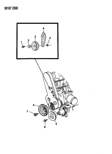 1990 Chrysler New Yorker Base Model Drive Pulleys Diagram 1 - Thumbnail