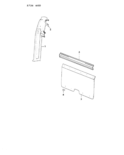 1986 Dodge Ram 50 B-Pillar, Rear Panel Interior Trim Diagram