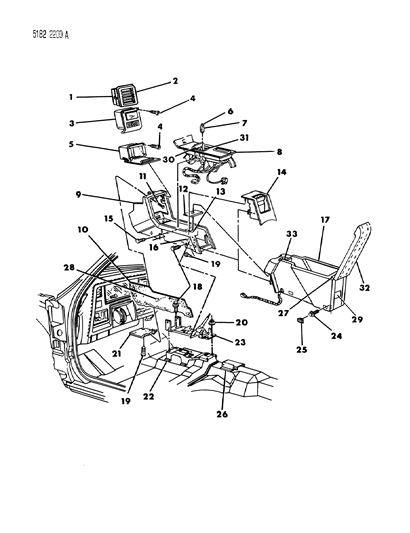 1985 Chrysler LeBaron GTS Console Diagram