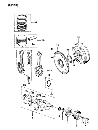 1991 Jeep Grand Wagoneer Crankshaft Diagram for J8134413