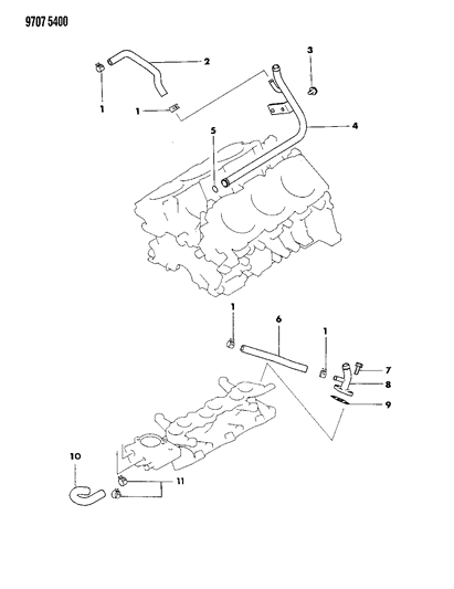 1989 Dodge Raider Water Hose & Pipe Diagram 1 - Thumbnail