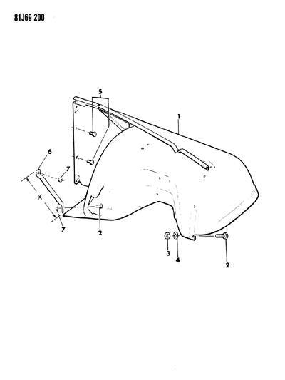 1985 Jeep Wrangler Fender, Front Diagram for J5763566