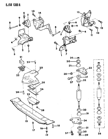 1988 Jeep Comanche Engine Mounting Diagram 1 - Thumbnail