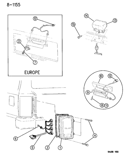 1995 Jeep Cherokee Tail Lamp, Amber Diagram for 4720500