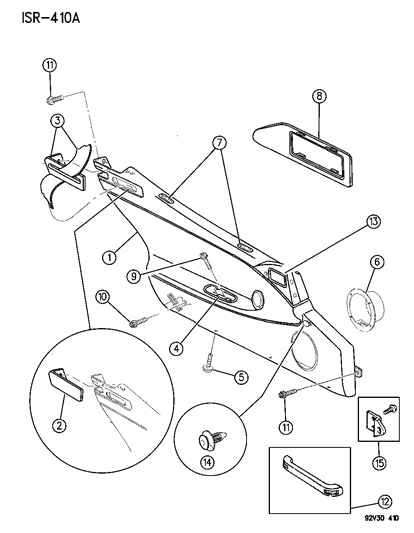 1996 Dodge Viper Handle Bezel Diagram for EK02PX9